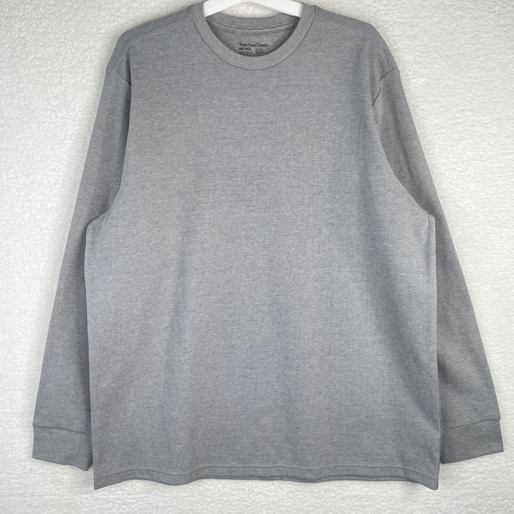 Fresh Clean Threads Mens 2XL-Tall Gray Long Sleeve Thermal Waffle Knit Shirt